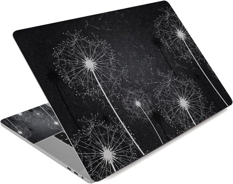 Laptop Skin Sticker Decal,12" 13" 13.3" 14" 15" 15.4" 15.6 inch Laptop Skin Sticker Cover Art Decal Protector Notebook PC (Black Dandelion)